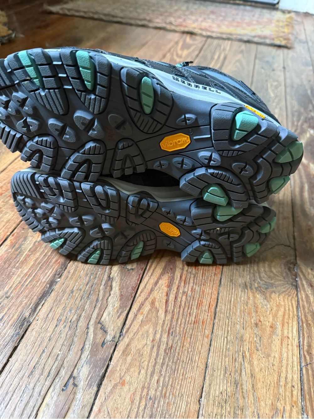 Merrell Black Gray Hiking Shoes with Mint Highlights - Picture 6 of 8